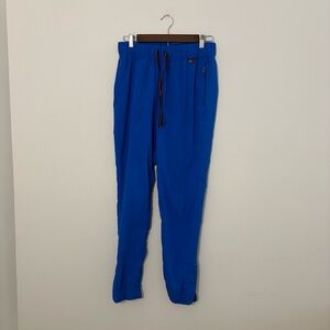 KOI Lite Women’s Small Blue Scrub Pants Mechanical Stretch Button Ankle EUC
